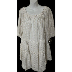 Vineyard Vines NWT Lurex Dobby Over The Shoulder Dress Size: L White & Gold